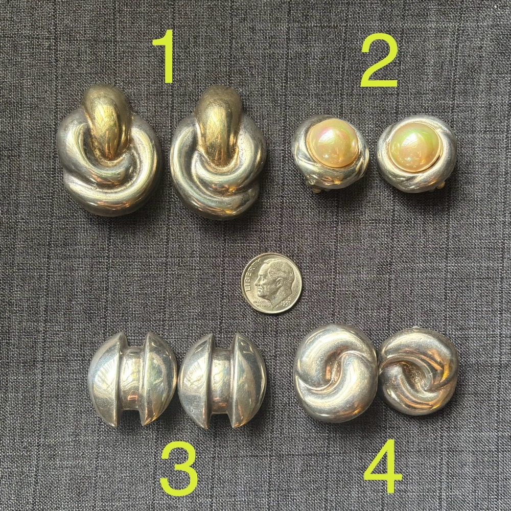 Vintage Sterling silver clip-on earrings